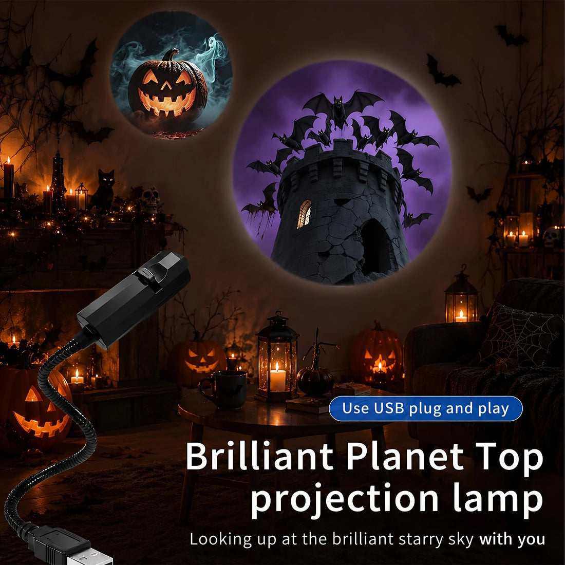 Halloween Pumpkin Ghost Skeleton String Lights