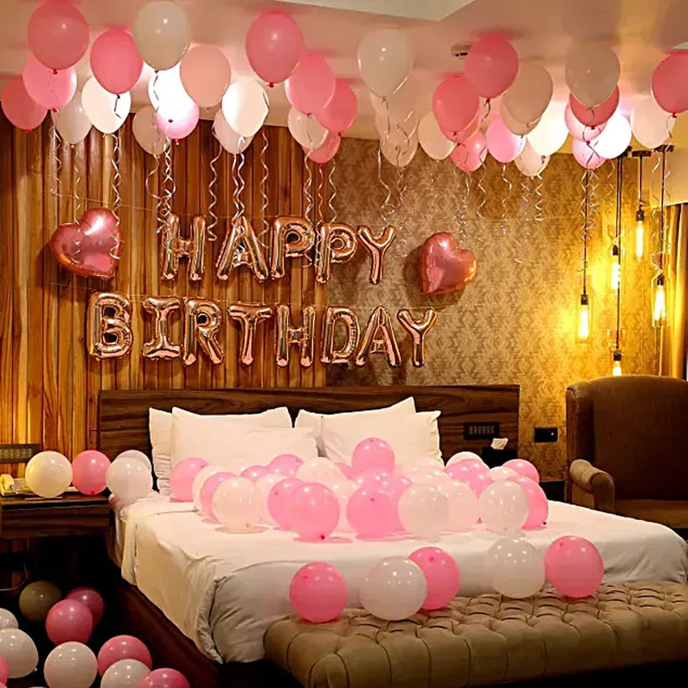 Pink balloon set LOVE birthday letter aluminum film balloon colorful confetti balloon for princess tea party birthday proposal