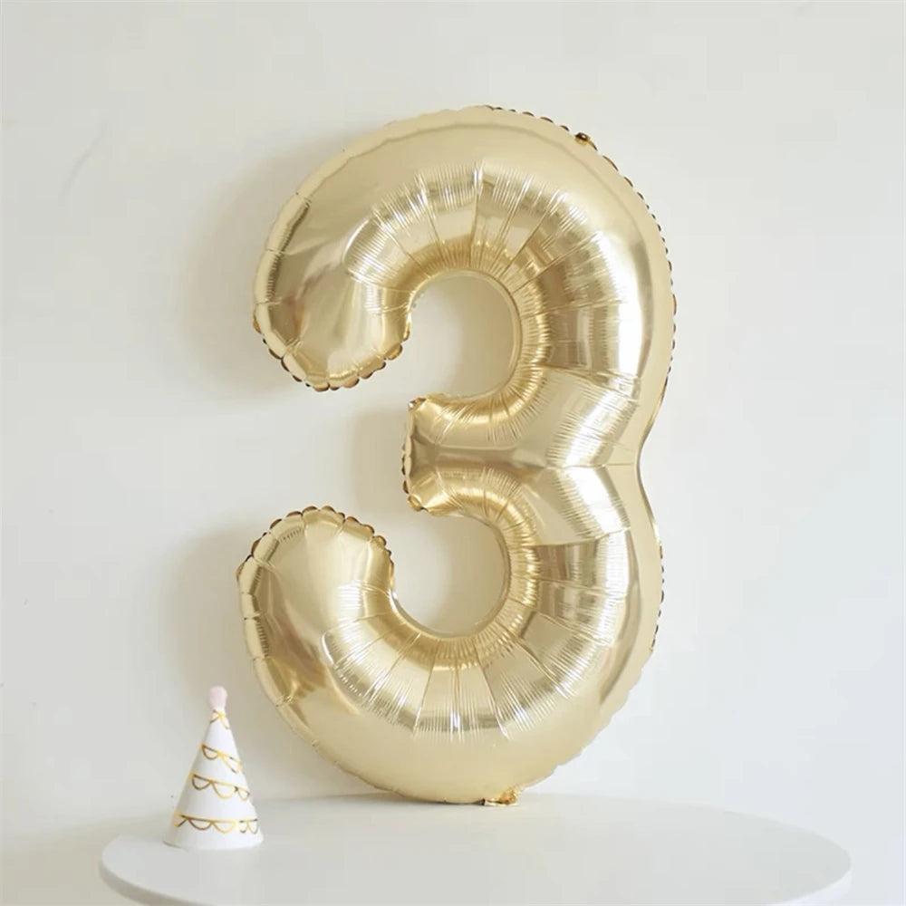 40inch Light Gold Number Balloons Champagne Gold Large Number 0-9 Foil Balloons for Anniversary New Year Birthday Party Decor