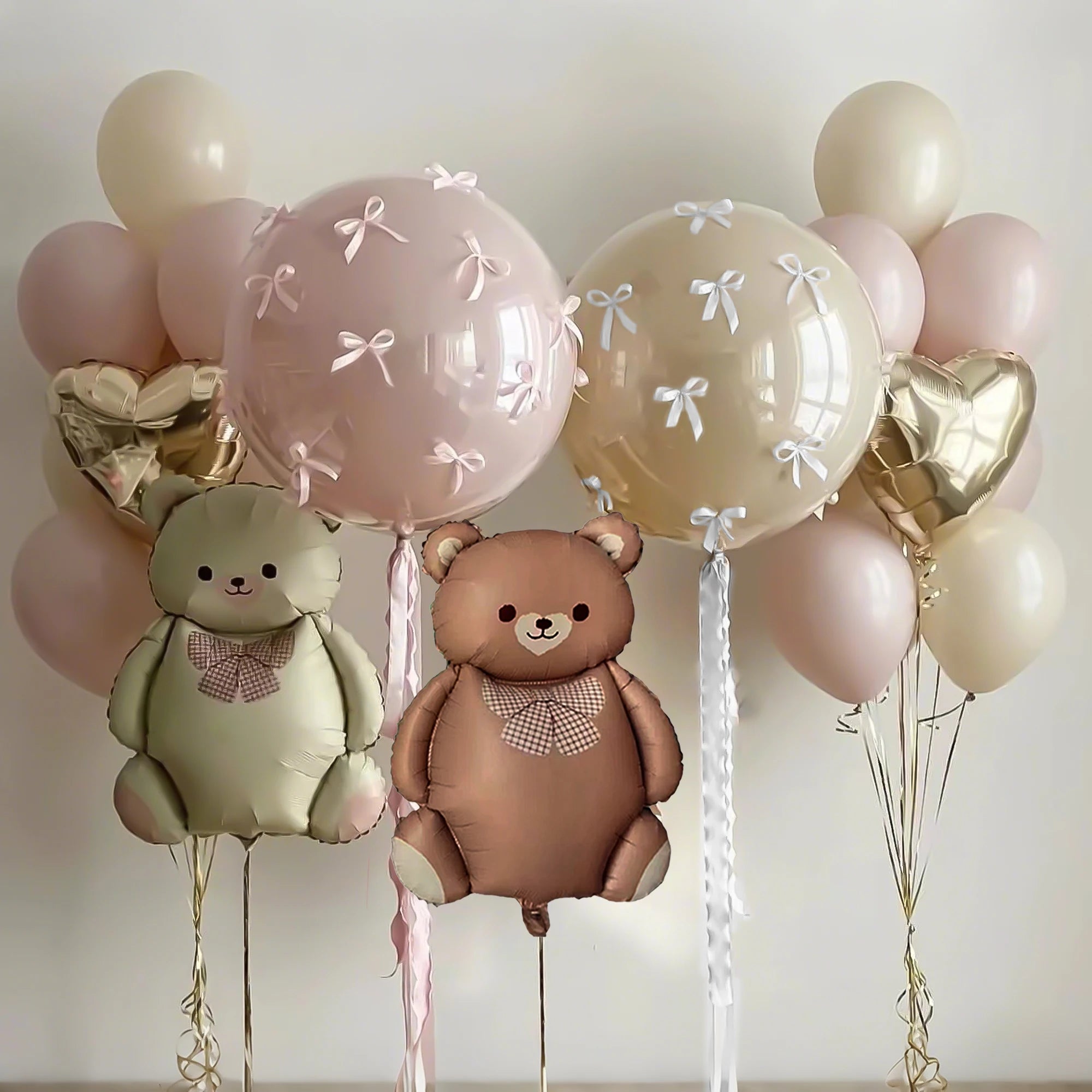 Cartoon Bear Transparent Bobo Balloon Set DIY Bow