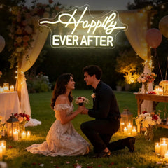 Happily Ever After Neon Sign USB Powered LED Light for Bachelorette Bridal Engagement Party Bedroom Decorations Art Wall Lights