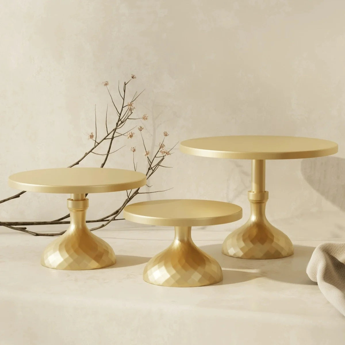 Three Piece Wedding Metal Cake Stand, High And Low Cake Display Stand, Wedding Dessert Table, Cake Tray Props, Cake Stand Set,