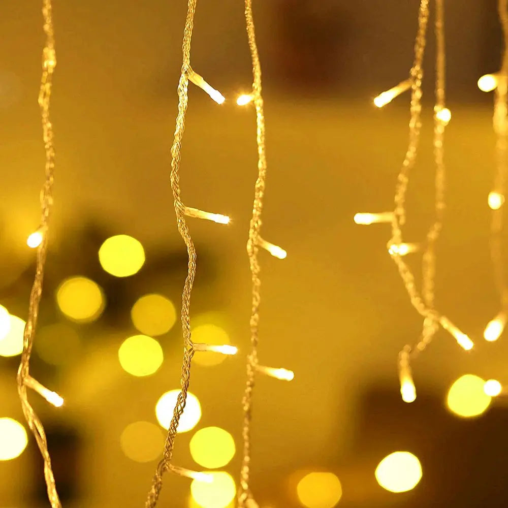 40M LED Curtain Icicle String Fairy Lights Garland Remote Outdoor For Christmas New Year Birthday Wedding Street Holiday Decor