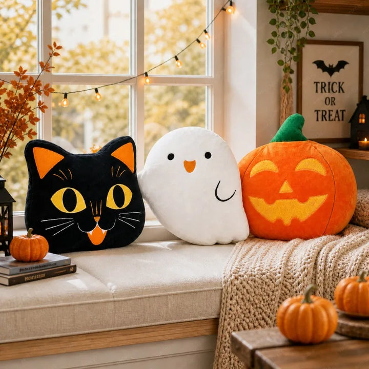Halloween Pumpkin & Ghost Decorative Throw Pillow