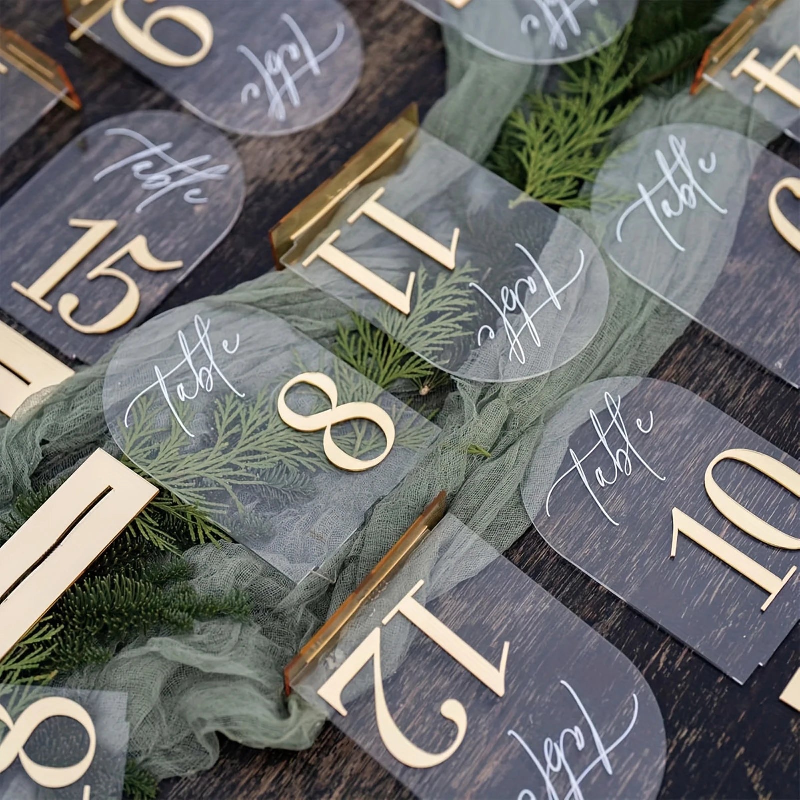 Acrylic Table Number Signs 10 Pcs Set Clear Table Number Cards for Wedding Restaurant& Graduation Activities