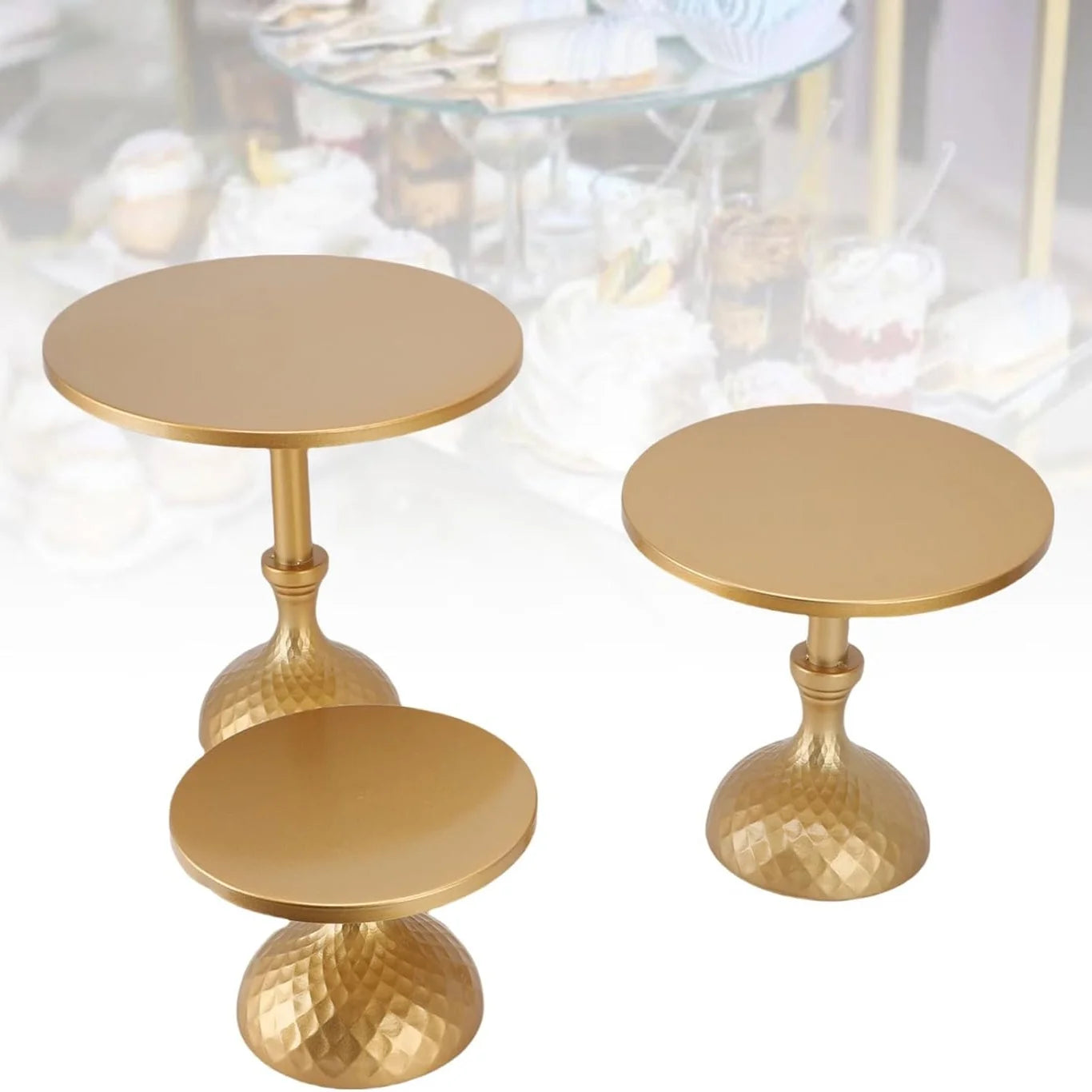 Three Piece Wedding Metal Cake Stand, High And Low Cake Display Stand, Wedding Dessert Table, Cake Tray Props, Cake Stand Set,