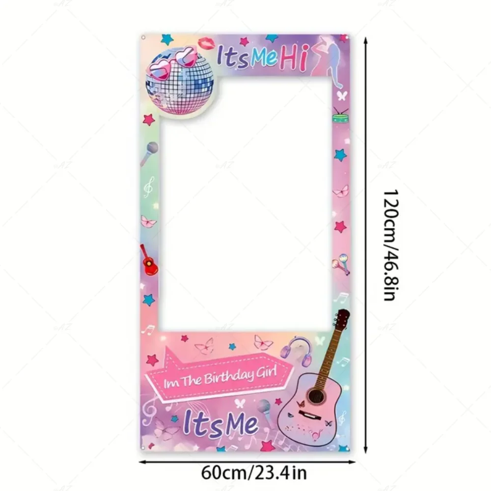 Music Party Pink Photo Booth Props Frame Disco Backdrop Birthday Party Decorations Violin Concert Butterfly Photography Backgrou