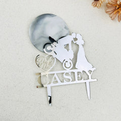 Personalized Cake Topper For Wedding Party Cake Decoration Topper Custom Couple Name Wedding  Bride Drags Groom From Motorcycle