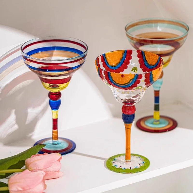Handmade Colorful Cocktail Glasses Set