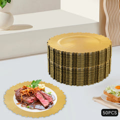 50pcs Gold Charger Plates Set, 33cm/13in Round Charger Plates, for Wedding Party Baby Shower , Restaurants Table Decor
