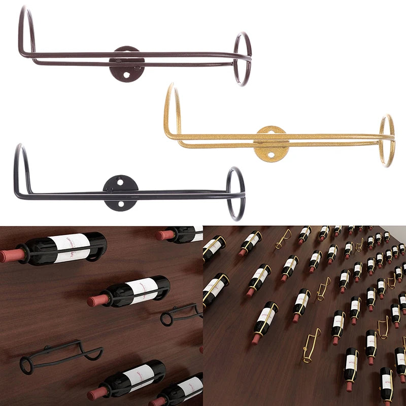 ●1pcs Wall-Mounted Bar Wine Holder Champagne Storage Display Iron Metal Support Shelf Stand