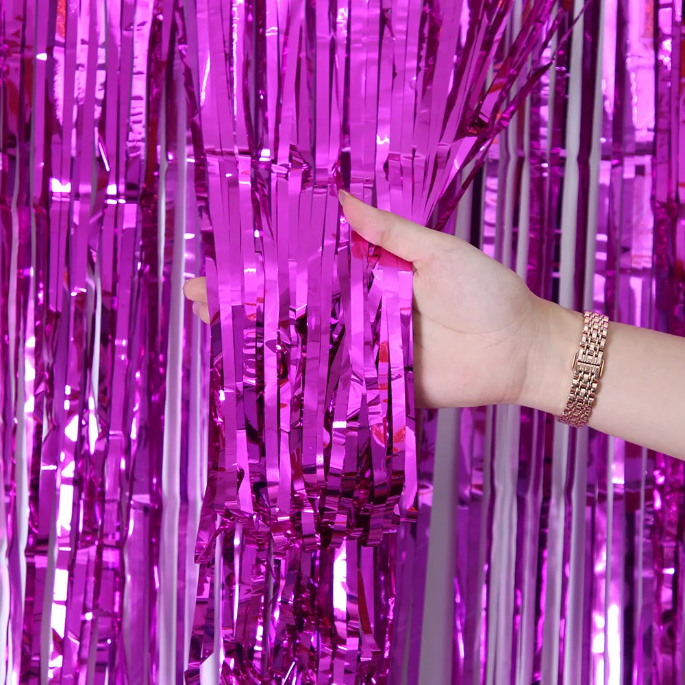 Metallic Tinsel Foil Fringe Backdrop Curtain