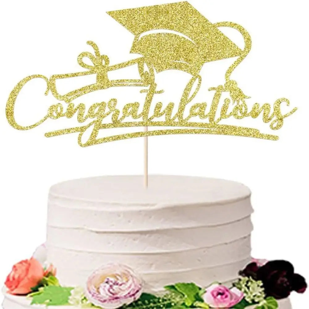2024 Congratulations Cake Toppers Multi-Styles Bachelor Cap Graduate Birthday Cake Decoration Acrylic Congrats Cake Topper