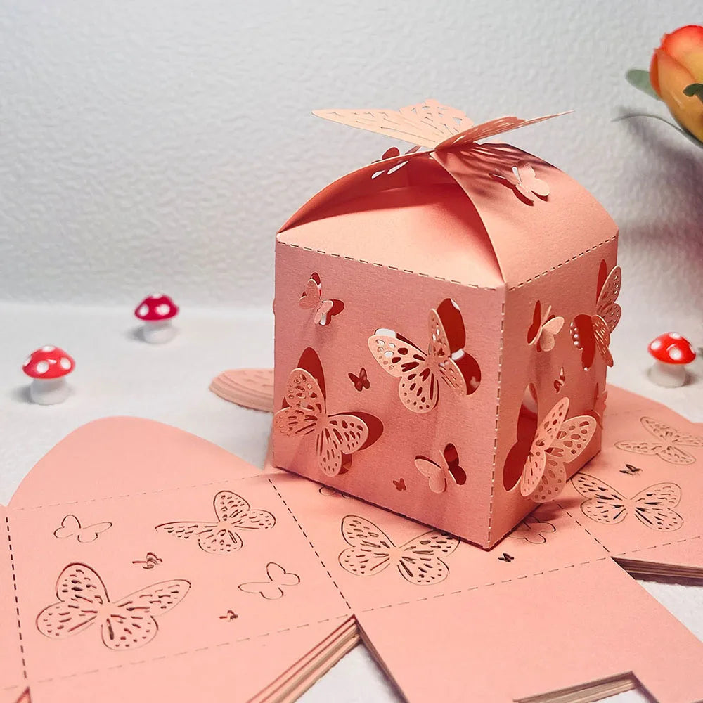 0/50pcs Butterfly Candy Boxes Gifts Packing Paper Boxes Birthday Party Decorations Girls Wedding Baby Shower Favors For Guest