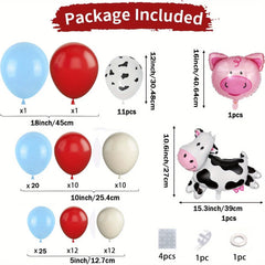 110pcs Red Blue Farm Animal Themed Balloon Garland Arch Kit,suitable for Birthday Farm Themed Birthday Party Decoration Supplies