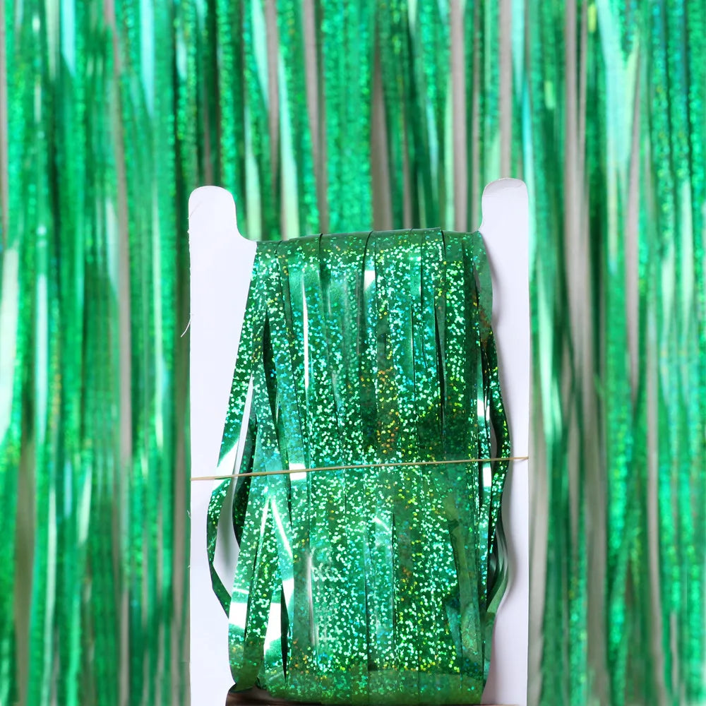 Metallic Tinsel Foil Fringe Backdrop Curtain