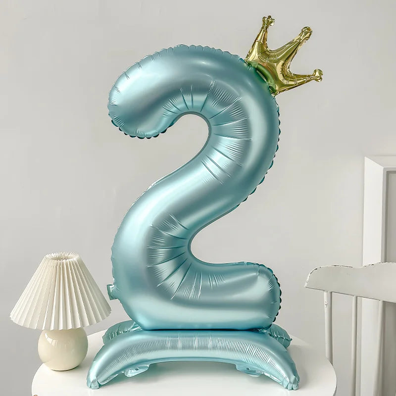 40" Giant Crown Number Foil Balloon | Pink & Blue