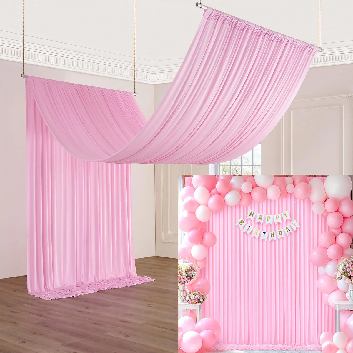 Wrinkle Free DIY Backdrop Curtain Party Wedding Drape Backdrop Photo Wall Backdrop Cloth for Graduation Photography Background
