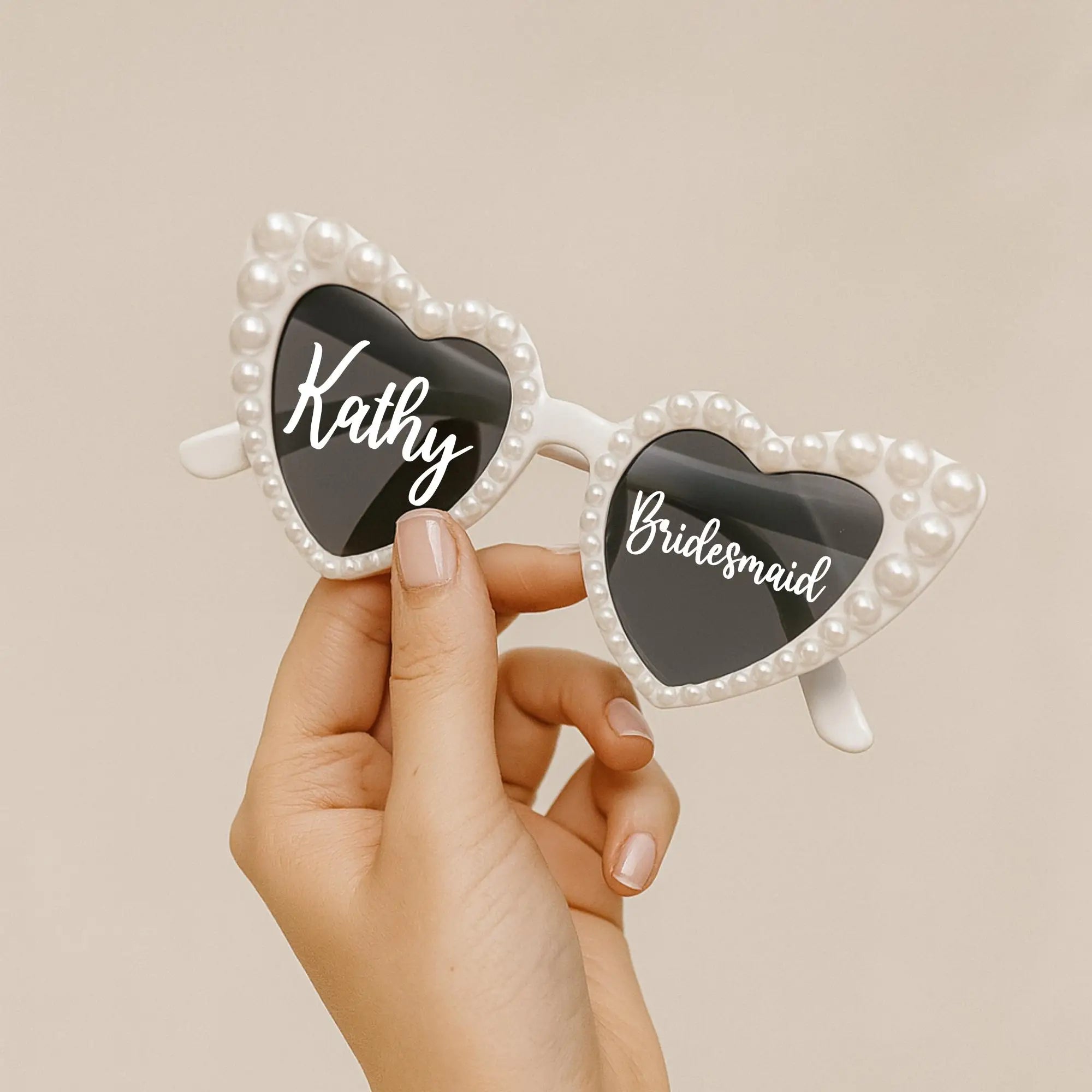 Personalised Set of 2 Black and White Pearl Heart Sunglasses Custom Initials Heart Sunglasses Wedding Photo Prop Bridal Shower