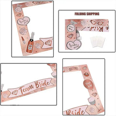 Bachelorette Party Rose Gold Photo Booth Props Set - 'Team Bride' Handheld Frame- Perfect for Bridal Showers & Wedding