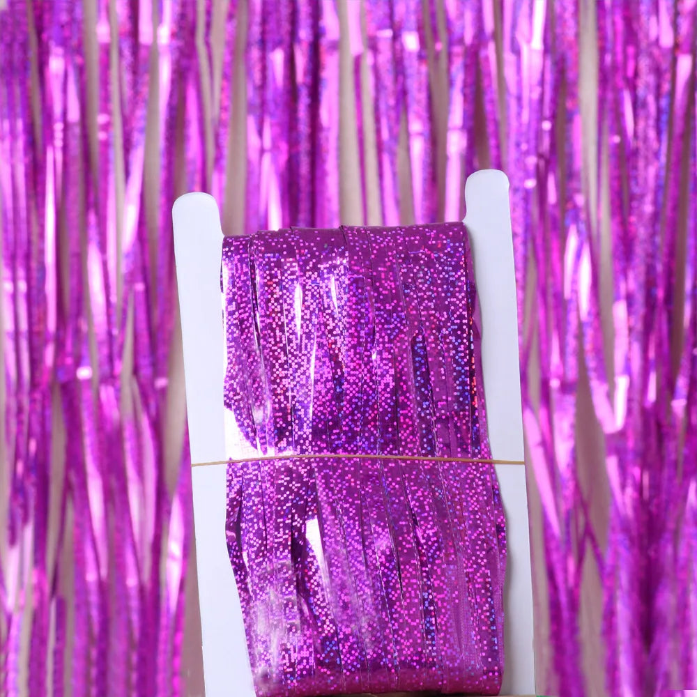 Metallic Tinsel Foil Fringe Backdrop Curtain
