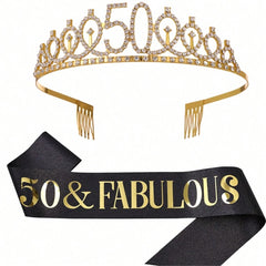 Birthday Tiara Crown Sash Women Girls 30Th 40Th 50Th 60Th 70Th 80Th Fabulous Happy Birthday Party Decoration Favor Gifts
