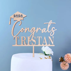 Personalized Congrats Grad Cake Topper Custom Name Graduation Cap Cake Decoration for High School & College Graduation Party