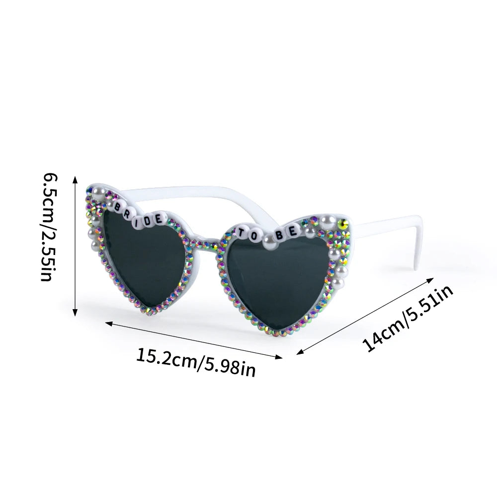 Pearl Bride to be Sunglasses Bachelorette Party Heart Glasses bridal shower Party Bridesmaid Bride Favors honeymoon trip gift