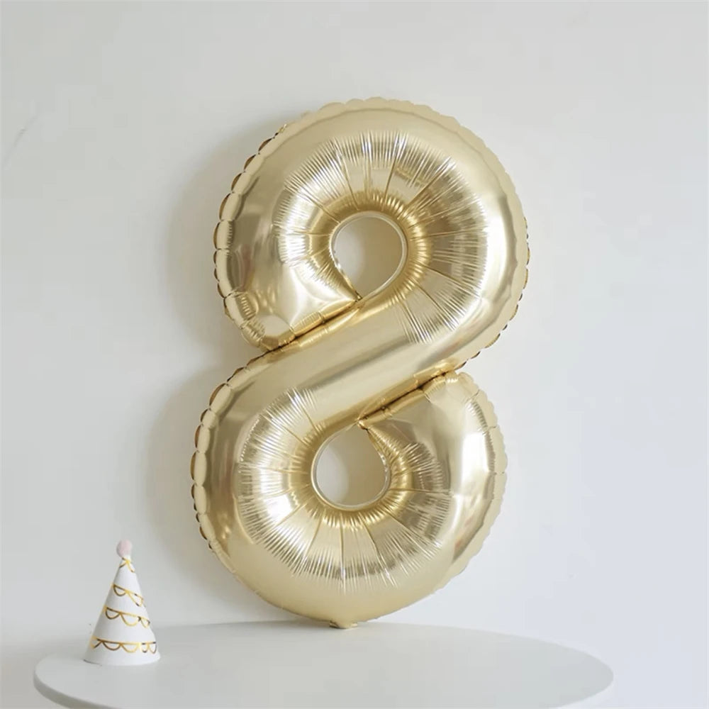 40inch Light Gold Number Balloons Champagne Gold Large Number 0-9 Foil Balloons for Anniversary New Year Birthday Party Decor
