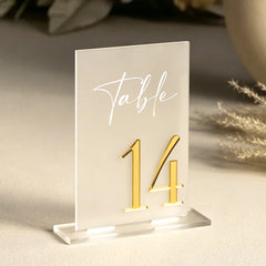 Acrylic Table Numbers with Table Number Stand Holder, Gold Table Numbers, 3D Acrylic Numbers, Wedding Table Numbers