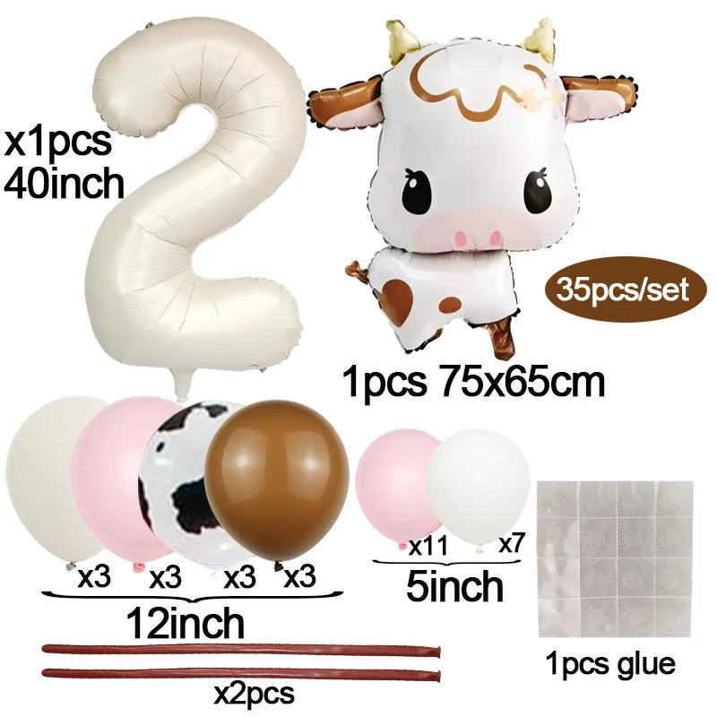 Pink Farm Animals Party Tableware & Decoration Set