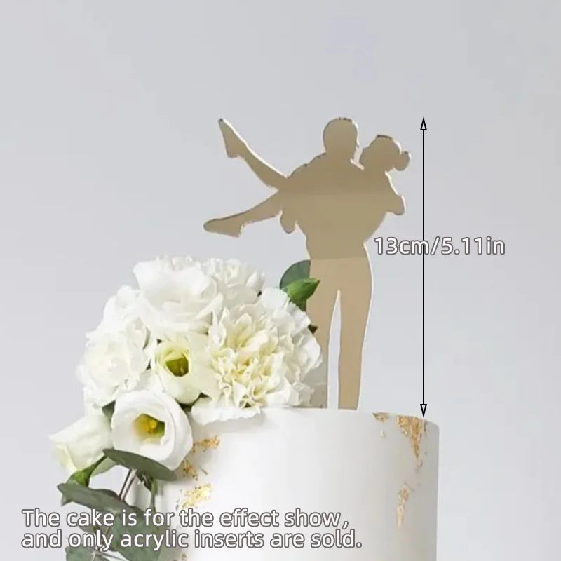 Ins Mr&Mrs Happy Wedding Cake Topper Black Acrylic Bride Groom Valentine's Day Party Cake Topper Wedding Gift Dessert Decoration