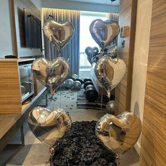 1050/21/200pcs Black & Silver Party Balloons Decorations, Silver Happy Birthday Banner, Chrome Silver Latex Balloons