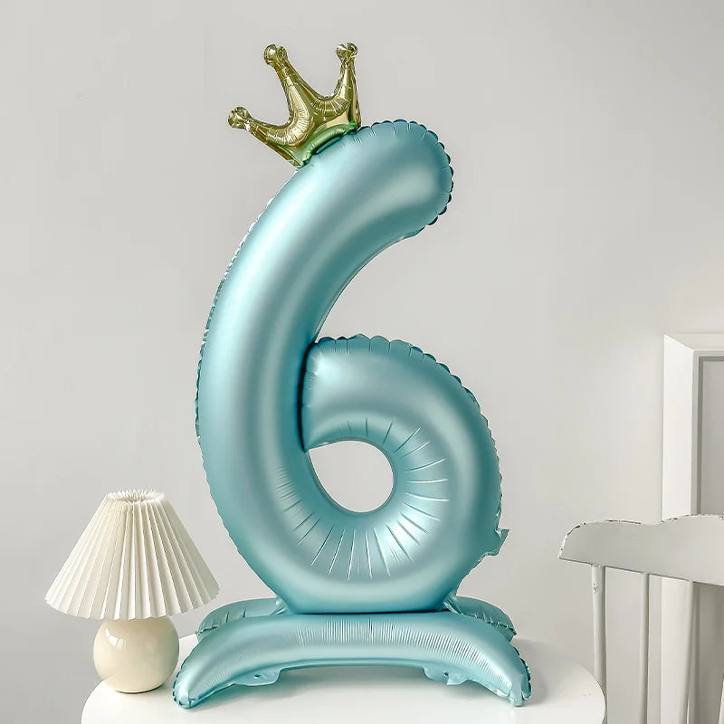 40inch Pink Blue Crown Number Foil Balloons Birthday Party Wedding Xmas Decoration Digital Ballon Kids Baby Shower Air Globos