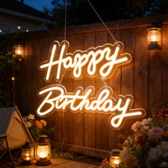 Happy Birthday Neon Sign LED – USB&AAA Powered Neon Light Wall Decor for Party Bedroom Living Room Birthday Decoration