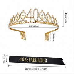 Birthday Tiara Crown Sash Women Girls 30Th 40Th 50Th 60Th 70Th 80Th Fabulous Happy Birthday Party Decoration Favor Gifts