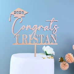 Personalized Congrats Grad Cake Topper Custom Name Graduation Cap Cake Decoration for High School & College Graduation Party