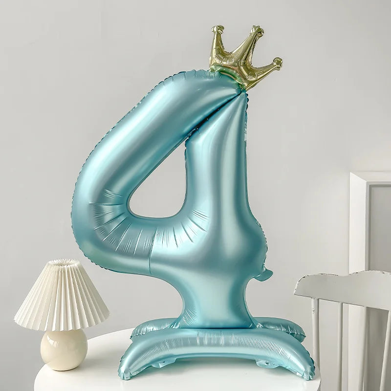 40inch Pink Blue Crown Number Foil Balloons Birthday Party Wedding Xmas Decoration Digital Ballon Kids Baby Shower Air Globos