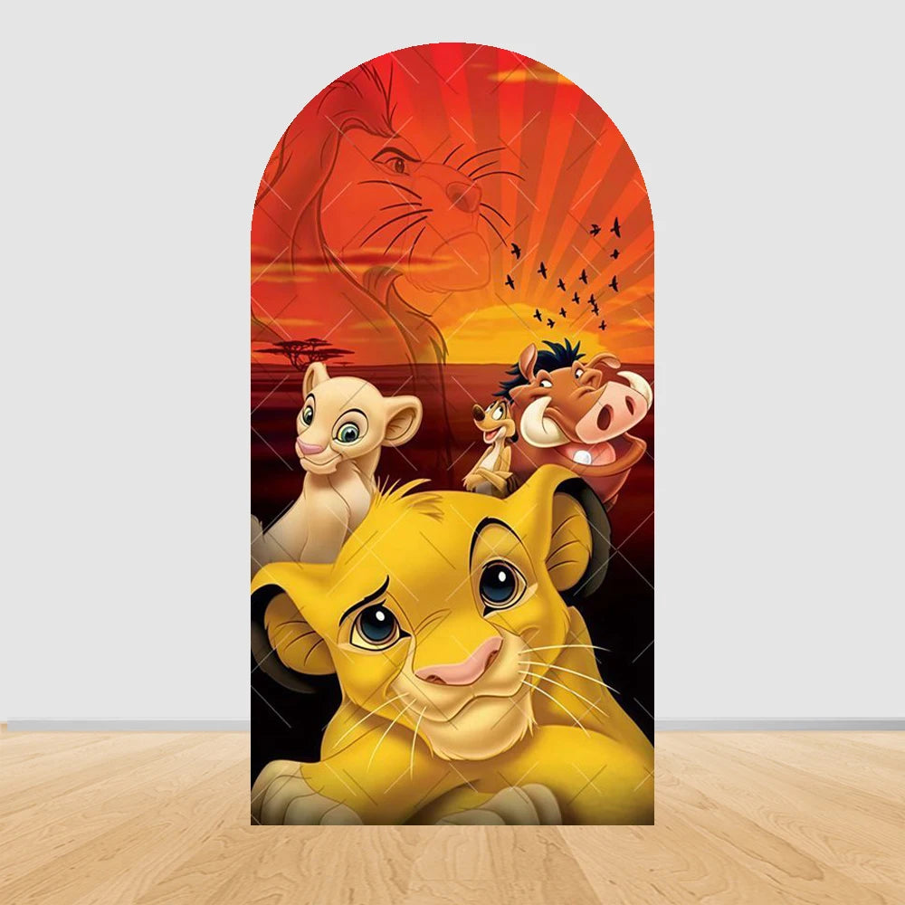Lion King Arch Background Cover Child Birthday Party Jungle Forest Double-Sided Arch Cover Backdrop Baby Shower Decor Photo Prop