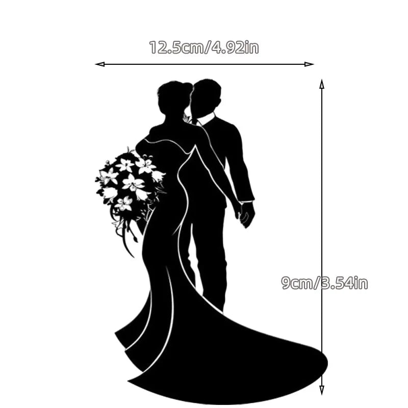 Ins Mr&Mrs Happy Wedding Cake Topper Black Acrylic Bride Groom Valentine's Day Party Cake Topper Wedding Gift Dessert Decoration