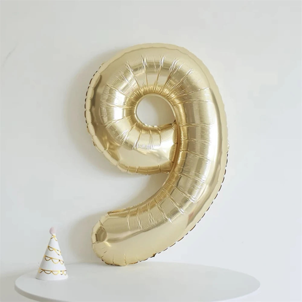 40inch Light Gold Number Balloons Champagne Gold Large Number 0-9 Foil Balloons for Anniversary New Year Birthday Party Decor