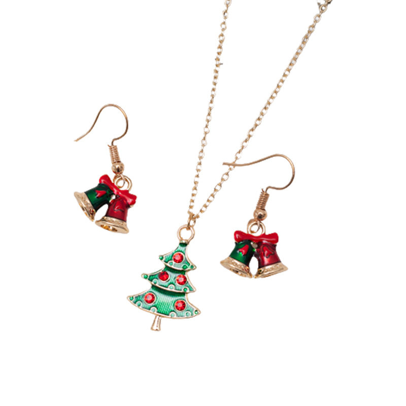 Christmas Geometric Metal Necklace & Earring Set