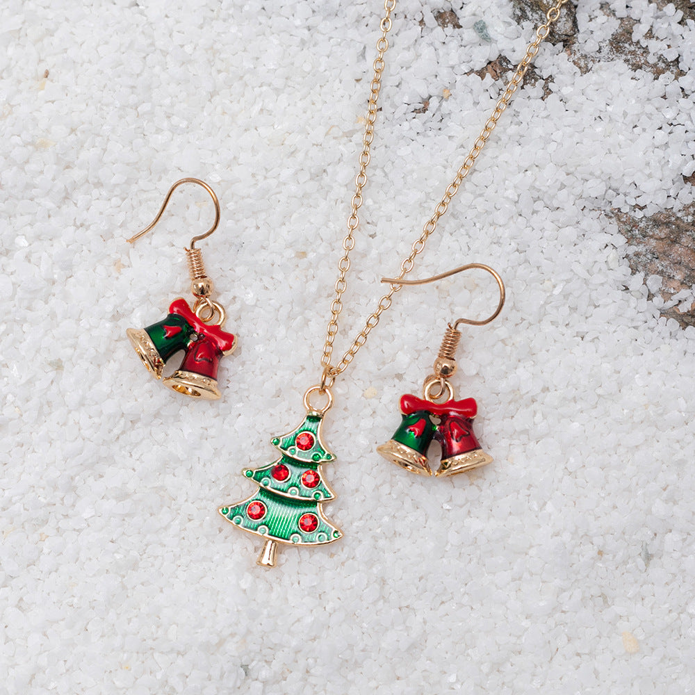 Christmas Geometric Metal Necklace & Earring Set