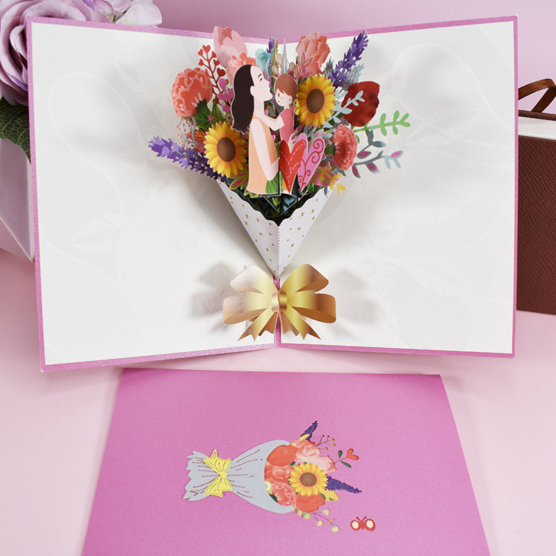 3D Pop-Up Flower Bouquet Greeting Card