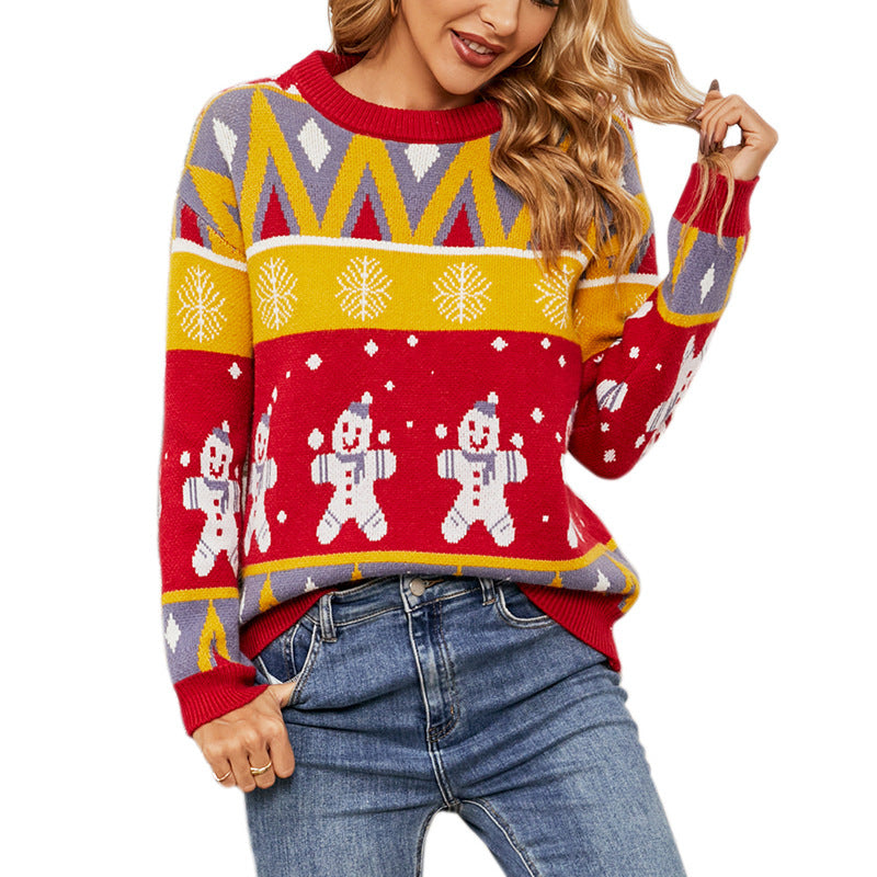Women's Christmas Color Block Sweater