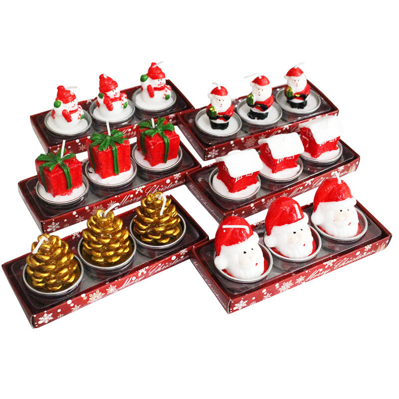 Laser-Cut Christmas Painted Candle Set of 3