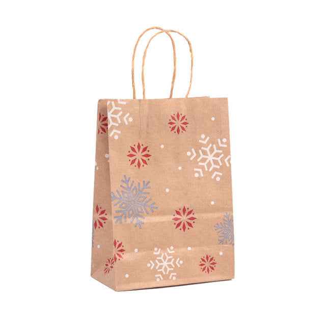 Christmas Kraft Paper Gift Bags Set of 5