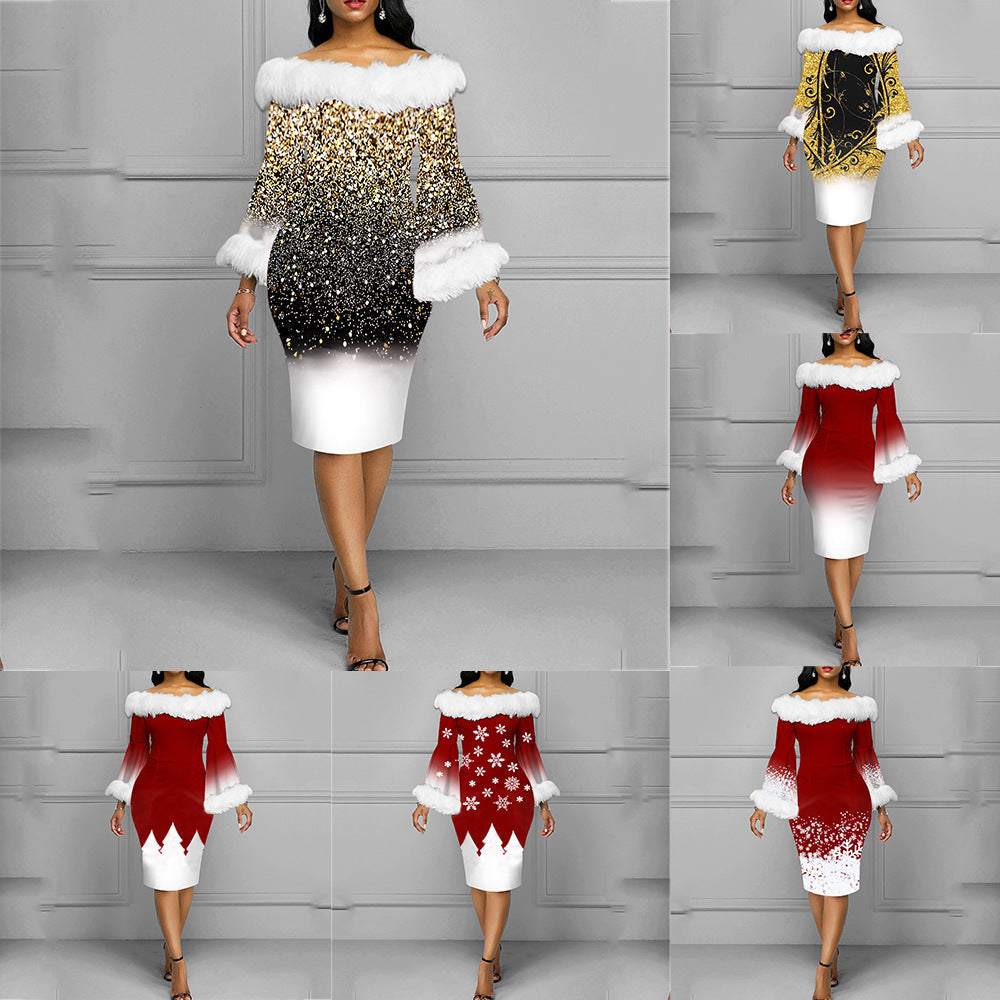 Women's Christmas Long Sleeve Dress