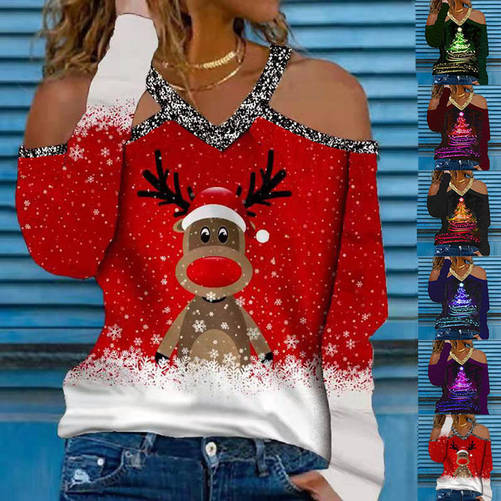 Women's Christmas Print Long Sleeve Top