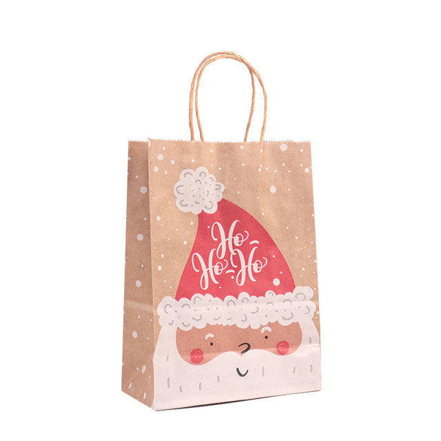 Christmas Kraft Paper Gift Bags Set of 5